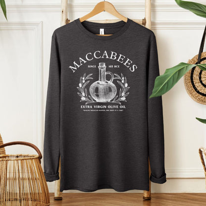 Maccabees Olive Oil | Hanukkah Humor Long Sleeve Tee - Oytiot