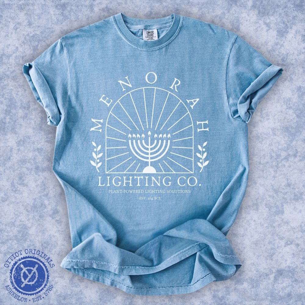 Menorah Lighting Co. | Hanukkah Humor Washed T-shirt - Oytiot