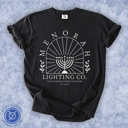 Menorah Lighting Co. | Hanukkah Humor Washed T-shirt - Oytiot