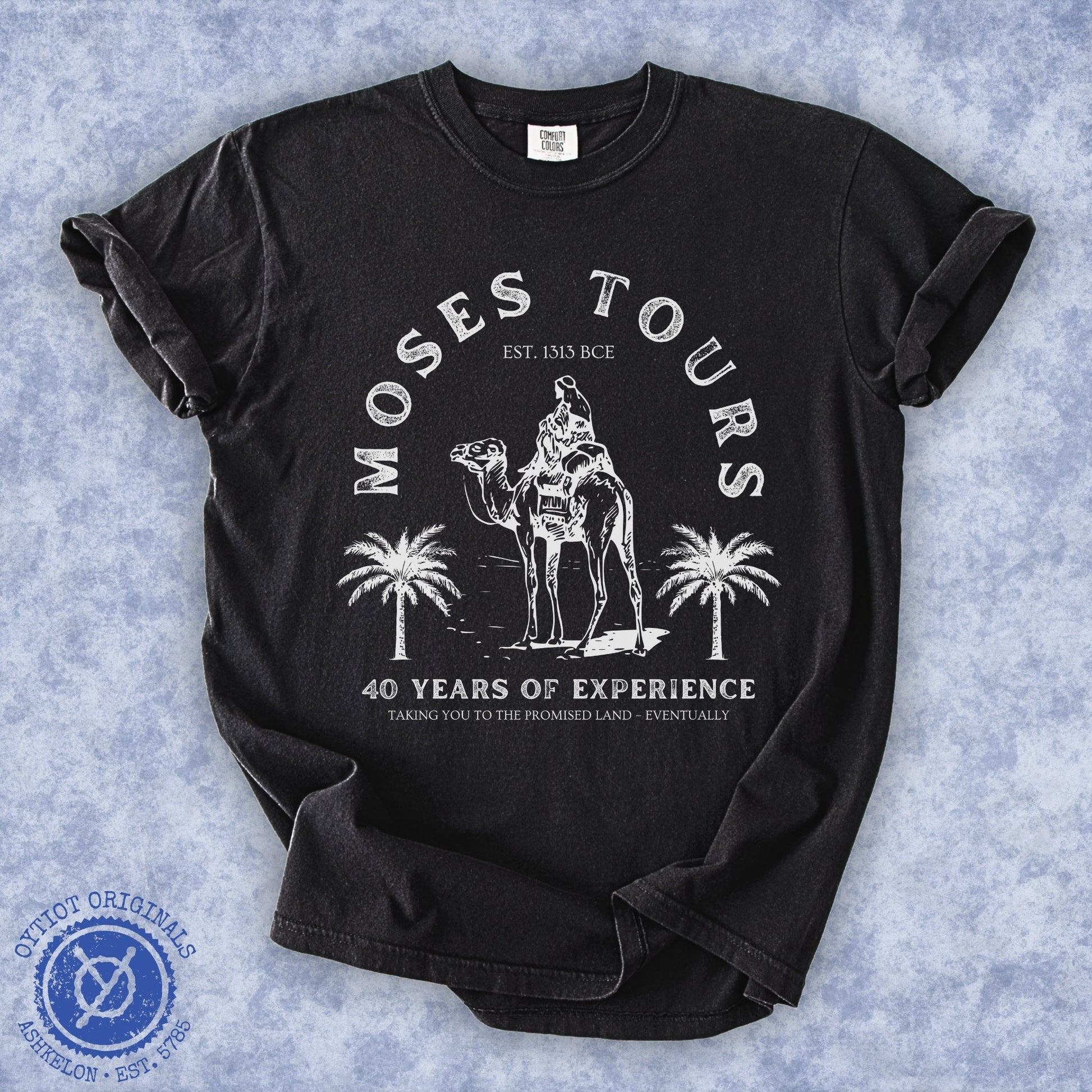 Moses Tours | Jewish Humor Washed T-shirt - Oytiot