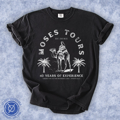 Moses Tours | Jewish Humor Washed T-shirt - Oytiot