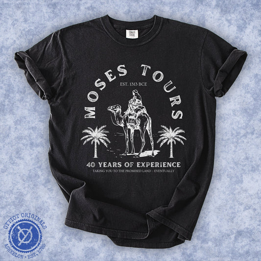 Moses Tours | Jewish Humor Washed T-shirt - Oytiot