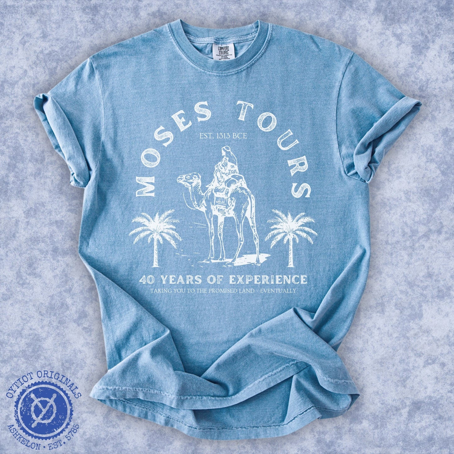Moses Tours | Jewish Humor Washed T-shirt - Oytiot