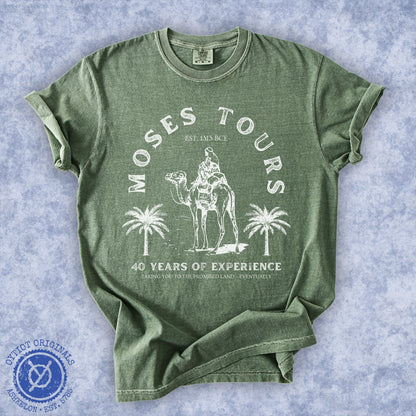 Moses Tours | Jewish Humor Washed T-shirt - Oytiot