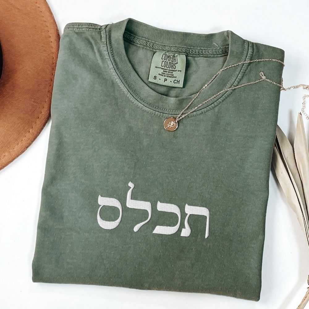 תכלס | To The Point In Israeli Slang Embroidered Washed T-shirt - Oytiot