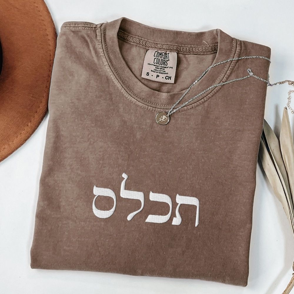 תכלס | To The Point In Israeli Slang Embroidered Washed T-shirt - Oytiot