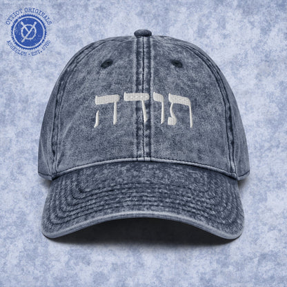 תודה (todah) | Thank You In Hebrew Embroidered Cap - Oytiot